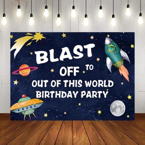 Spaceship In Space Tour Cartoon Backdrop Children Birthday Picture Party Decorate Planet Flying Saucer Background Photo Studio