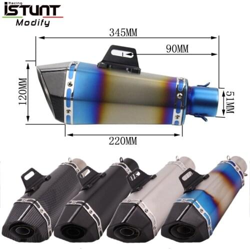 51mm Universal Motorcycle exhaust Carbon fiber muffler exhaust DB killer escape for R1 mt10 R3 ninja400 z250 z900 rc390 duke 120