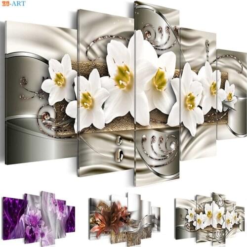 Canvas Art 5 Panel Flowers Canvas Prints Poster Painting Large Wall Art Modern Wall Pictures for Living Room Home Decoration