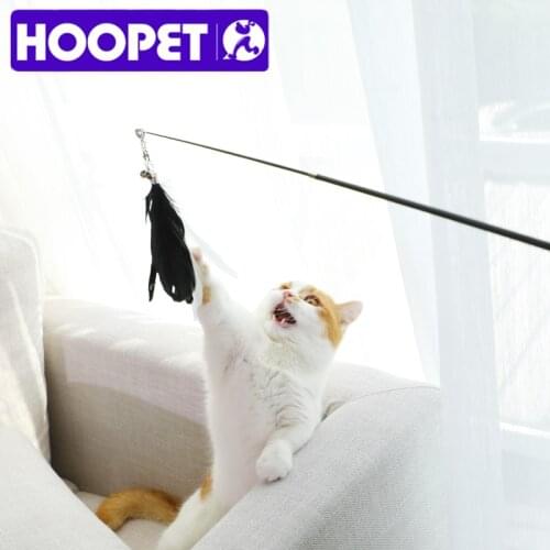HOOPET Cat Toys Cat Stick Feather With Small Bell Kitten Funny Toys Interactive Stick Pet Cat Supplies