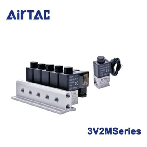 Airtac Solenoid Valve Set Manifold 3V2M direct-acting Pneumatic Air Valve DC24V AC220V Normally Open NBSANMINSE