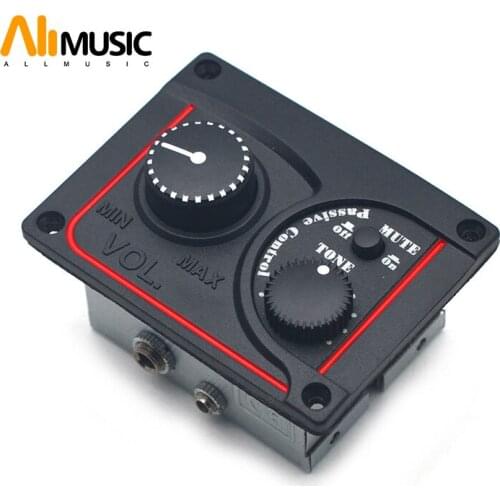 Square Guitar Equalizer with Volume and Tone Control Passive Control EQ 62x47MM Black