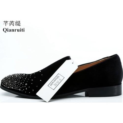 Hottest Men Velvet Casual Shoes Slip-on Rhinestone Loafers Prom Wedding Outdoor Footwear Vintage Style Dress Shoes for Men