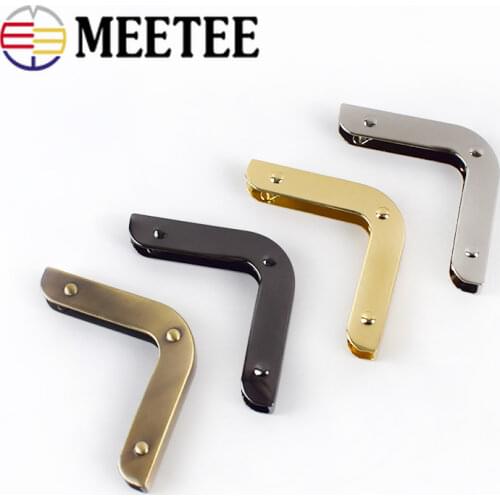 Meetee 4pcs 40mm Bag Corner with Screw Decoration Hardware Accessories for Handbag Edge Protection Metal Hook Buckle BF215