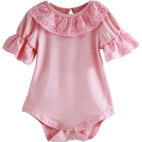 2019 Cute Newborn Kids Baby Girls Ruffle Lace One Piece Cotton Bodysuit Jumpsuit Outfits Mon
