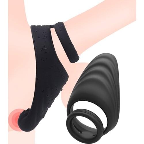 Male Masturbator Silicone Penis Ring Scrotum Lock Cock Rings Delay Ejaculation Sex Toy For Men Gay Adult Couples Chastity Device