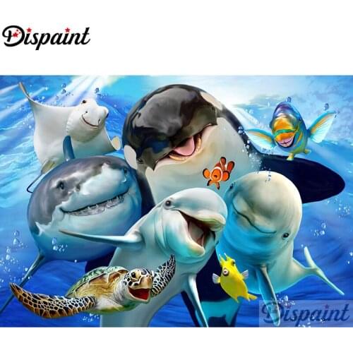 Dispaint Full Square/Round Drill 5D DIY Diamond Painting "Animal dolphin" 3D Embroidery Cross Stitch Home Decor Gift A12528