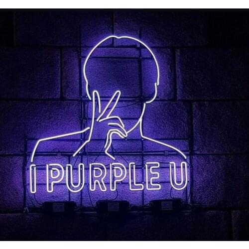 Neon Sign I Purple light Gesture Neon Wall Sign Shop Food Display Lamp Enseigne Lumineuse Decorate Home Handmade Real glass TUBE