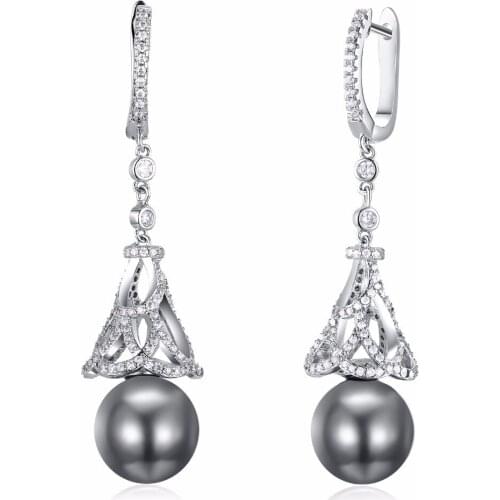 New simulated pearl drop earrings Made with Cubic Zirconia Allergy Free Cute Earrings Free Shipping
