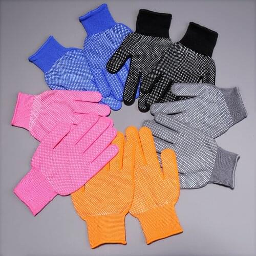 12Pairs Nylon Dot Plastic Gloves Polyester Dot Beads Non-slip Breathable Wear-resistant Transport Dustproof Work Gloves Tools