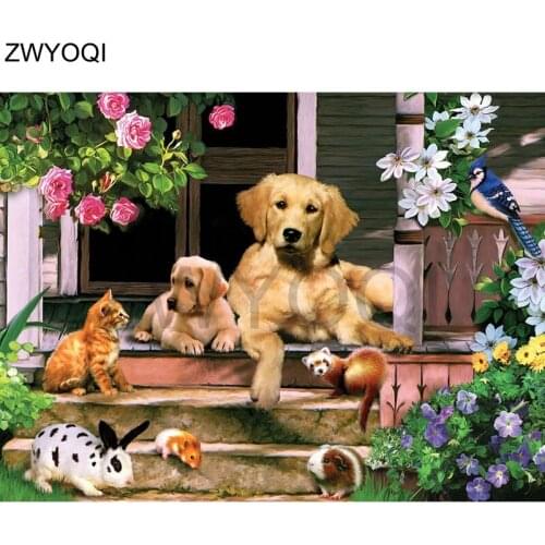 Full Round Diamond embroidery Cross stitch Raccoon bird DIY3D Diamond mosaic Full Square Diamond painting Dog cat rabbit hamster