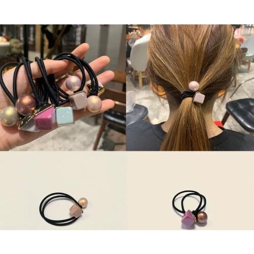 Popular Black Nylon Elastic Hair Bands Love Headband Women Round Square Rubber Band Lady Hair Accessories Scrunchie Ponytail
