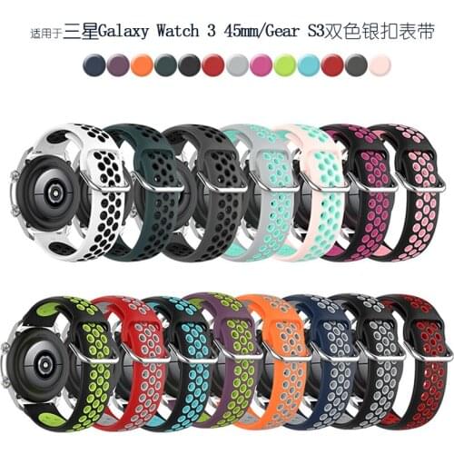 22mm for Samsung Galaxy Watch 3 45mm Smart Watch Breathable Wrist Strap Silicone Replacement Band