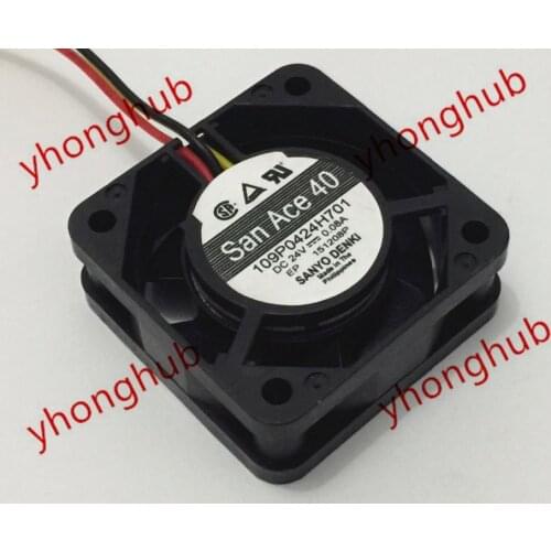 Sanyo Denki 109P0424H701 Server Cooling Fan DC 24V 0.08A 40x40x15mm 3-wire