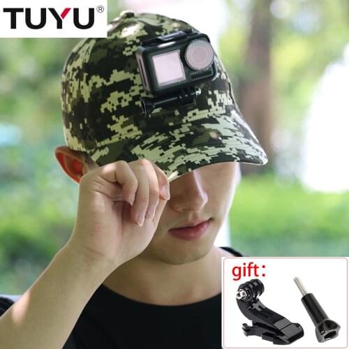 TUYU Sports Camera Hat Adjustable Cap With Screws And J Stent Base For GoPro Hero 9/8/7/6/5 /4 DJI OSMO ACTION
