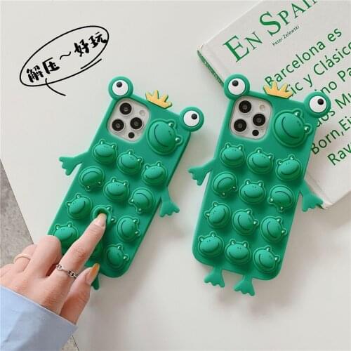 Cute Frog iPhone case Fidget Push bubble Thinking Chess Toy for 6/7/8plus X Xs XR 11/12promax SE Childrens Educational Toys