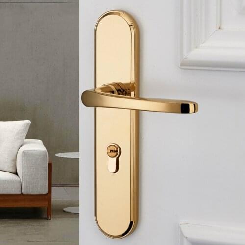 Indoor door lock, bedroom simple door lock, universal silent magnetic door lock, split/panel type golden door handle