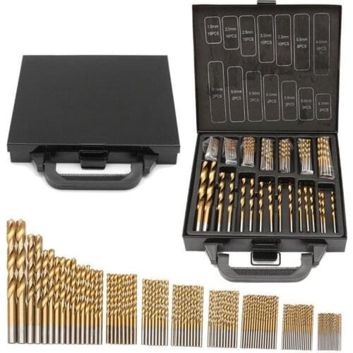 High Speed Steel Titanium-Plated Auger Bit Straight Shank Drill Electric Hand Drill 99PCs Drill Bit 1.0-3.0mm round Shank-60G