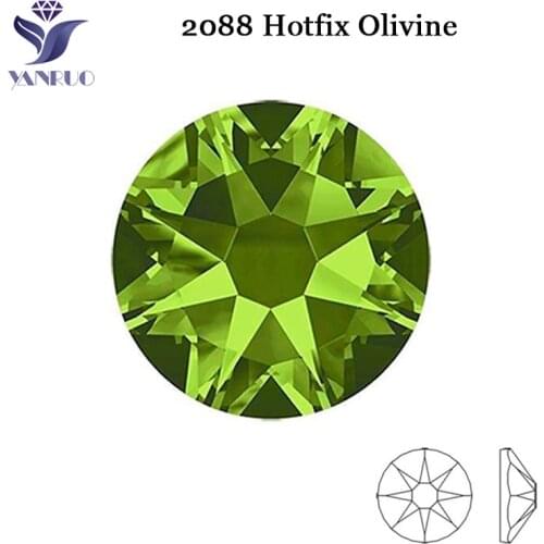 YANRUO 2088HF SS16-SS30 Olivine Hotfix Rhinestones Face Rhinestones Decorative Stones Craft Bag Wth Rhinestones