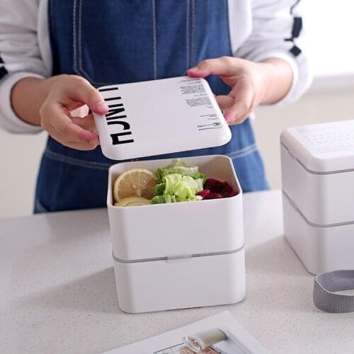 Japanese with Cover Lunch Box Square Portable Kawaii White Fashion Food Container Pojemniki Kuchenne Kitchen Dining Bar Ec50fh