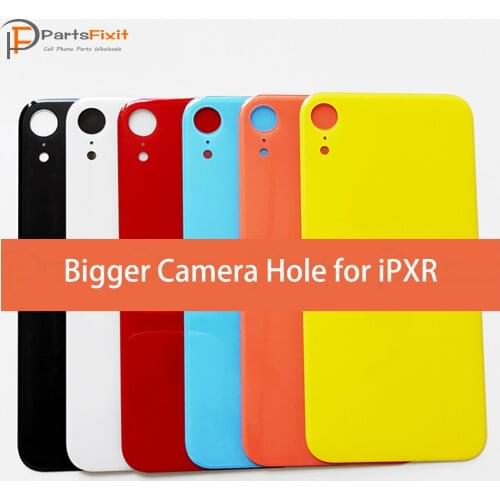 5pcs OEM Premium Back Glass With Bigger Camera Hole For iPhone XR Wide Camera Hole Opening Rear Housing Battery Door Cover Glass