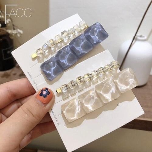 Korean Imported Water Ripple Hairpin Crystal Summer Vacation Style Pair Clip Female Bangs Side Clip Fashion Sideburns Hairpin
