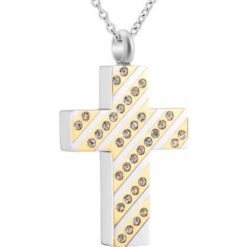 Cross Urn Keepsake Pendant Micro Pave CZ Cross Ashes Necklace For Women Gold Religious Gifts Jewelry With Funnel Kit