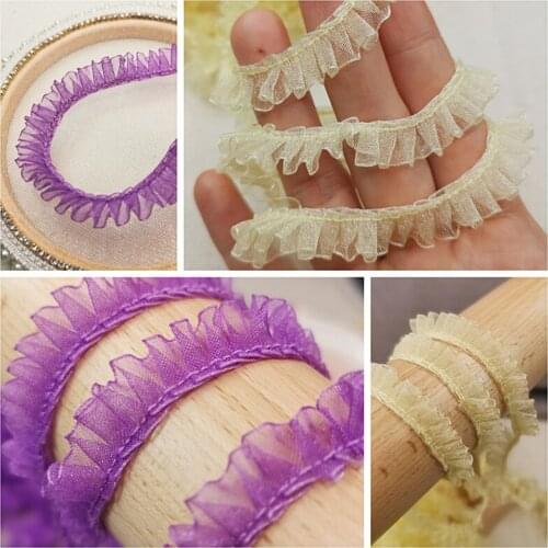 10Meters 10mm Yellow Snow Yarn Pleats Skirt Flounced Lace Trim Ribbons DIY Sewing Handmade Garment Headdress Craft Materials