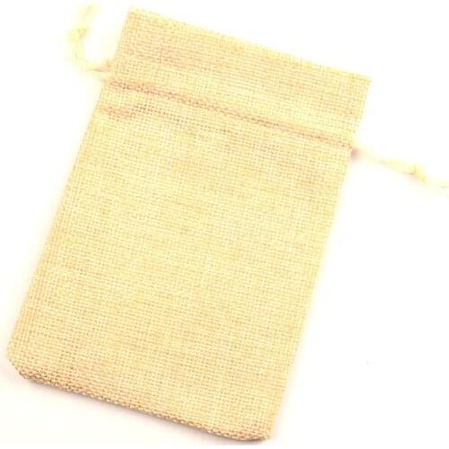 10Pcs Yellow Cotton Linen Drawstring Package Bags Jewelry Candy Christmas Wedding Decoration Gifts Packaging Bags & Pouch