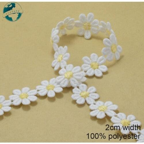 10yards 2cm white polyester embroidery lace french lace ribbon fabric guipure diy trims warp knitting sewing Accessories#3742