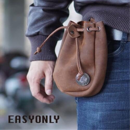 2 Color-Mobile Phone Hanging-Waist Bag Leather Cowhide Retro Wear Belt Poket with Hook Cell Phone Small Waist Pocket