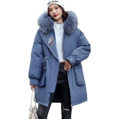2021 Winter Coat Women Thickening Warm Wool Lining Parkas Snow Wear Slim Fashion Female Jacket Plus Size Padded Clothes
