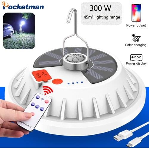 500W Rechargeable LED Bulb Lamp Remote Control Solar Charge Lantern Portable Emergency Night Market Light Outdoor Camping Light