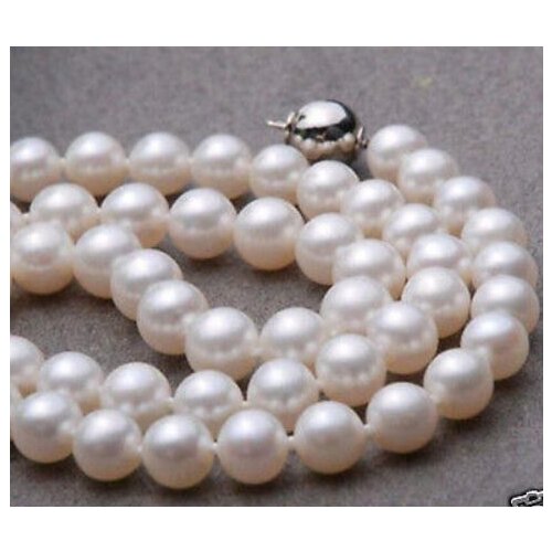 AAA+ 9-10MM PERFECT WHITE ROUND SOUTH SEA PEARL NECKLACE 18" GOLD CLASP