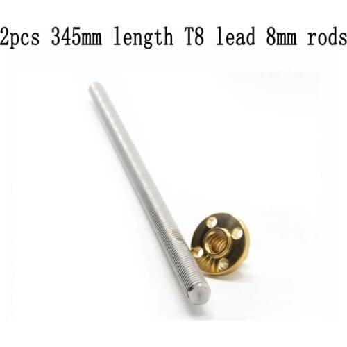 Anet 2pcs Length 345mm stainless steel T8 Lead Screw Dia 8MM threaded rods for Prusa i3 A6 A8 3D printer Z axis spare parts
