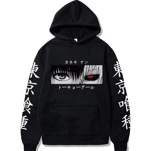 Anime Tokyo Ghoul Kaneki Ken Eyes Hoodie Hip Hop Pullovers Tops Loose Long Sleeves Autumn Man Sudaderas Hombre