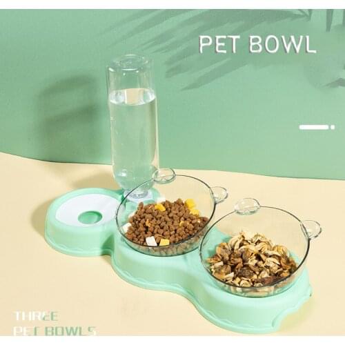 Automatic Feeder Pet Cat Bowl Dog Cat Food Bowl With Water Fountain Double Bowl Drinking Raised Stand Dish Bowls For Cats