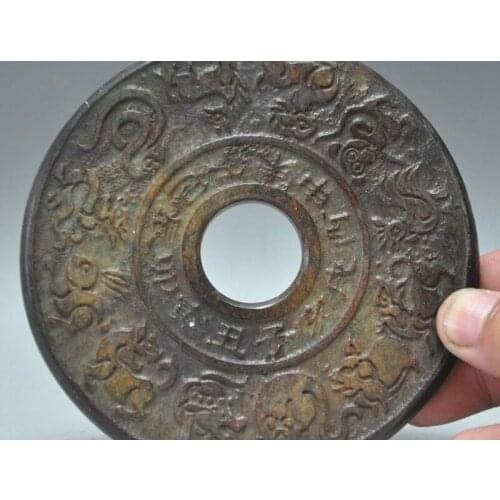 Free shipping Chinese Fengshui Old Jade Carving 12 zodiac Beast Animal Statue Jade Pik Bi