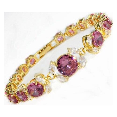 Fast shipping Fine Jewelry Pink /Green/Blue/Red Crystal Bracelet
