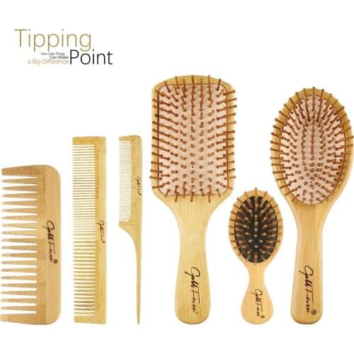 Wooden Bamboo Air Cushion Massage Comb Wide Tooth Double Head Flat Comb Pointed Tail Comb Professional Hair Salon Styling Comb