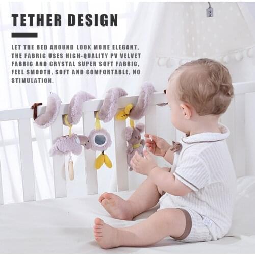 Baby Music Bed Infant Cribs Hanging Toy Baby Stroller Accessories Cute Newborn Stroller Spiral Bell Decoration With Mirror