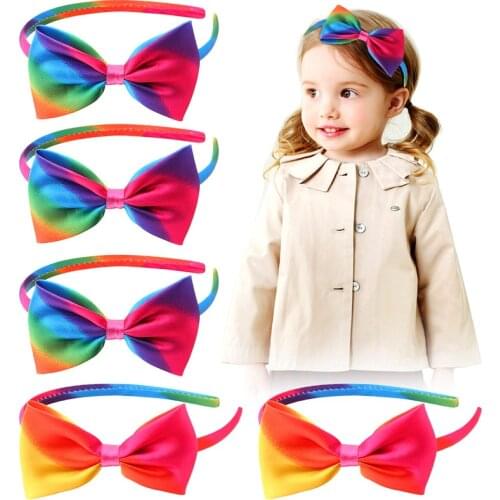Candygirl Cute Headband For Girls Rainbow Hair Band Small Bowknot Hairband For Kids Baby Satin Hair Hoop Gifts Hair Accessories