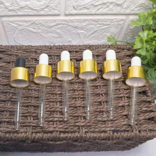 Din 18/410 20/400 Dropper cap with pipette for essential oil bottle boston dropper bottle shiny rose gold silver aluminum lid