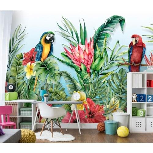 Beibehang custom mural wallpapers photo bedroom decor Tropical plants flowers and birds home decorations wallpapers living room