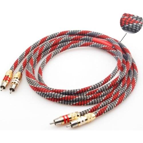 Hi-End 4N OFC Silver plated conductor HIFI 2RCA to 2RCA Male to Male Hifi Audio Speaker Amp CD player RCA Cables
