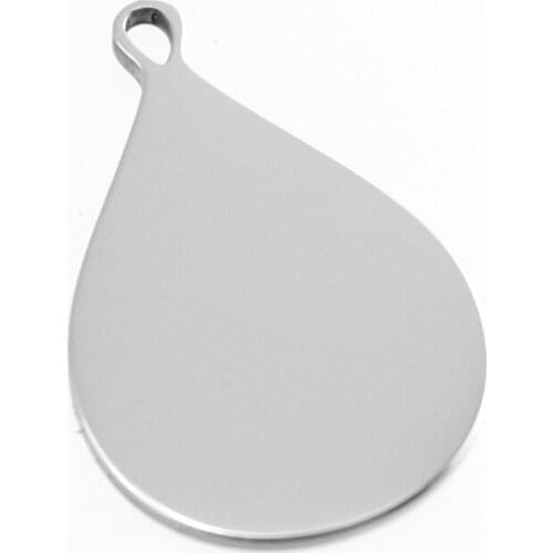 Water Drop Charm Pendant For Women Blank Necklace Tags Stainless Steel Mirror Polished Charms 50pcs