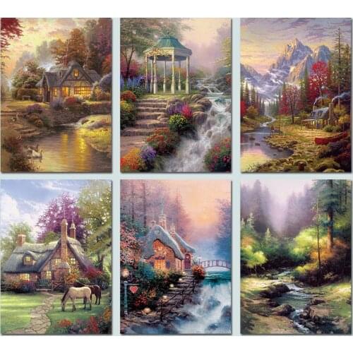 American rural landscape oil painting decoration Thomas nordic pastoral style painting core hotel guest room hanging painting