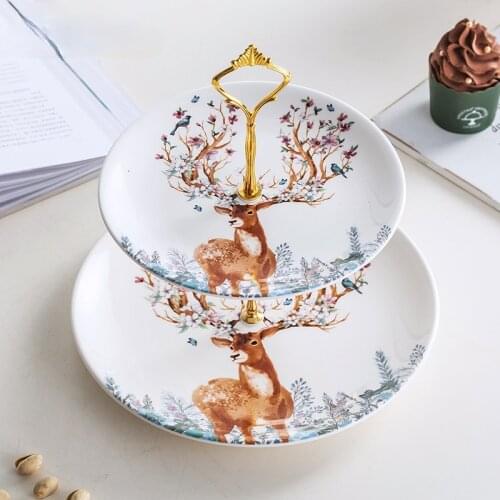 Elk Ceramic Fruit Plates Reindeer Snack Dishes Christmas Deer Cake Plate Candy Dish Food Porcelain Tray Tableware Decoration