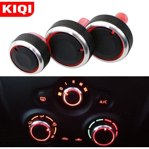 KIQI 3Pcs AC Knob Fit for Nissan New Sunny March Air Conditioning Heat Control Switch Knobs Aluminum Alloy Parts Accessories
