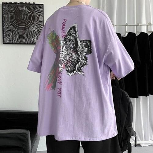 VERSMA Japanese Streetwear Butterfly Graffiti Printed T-shirt Men Summer Hip Hop Short Sleeve Oversized Tshirt Male Dropshipping